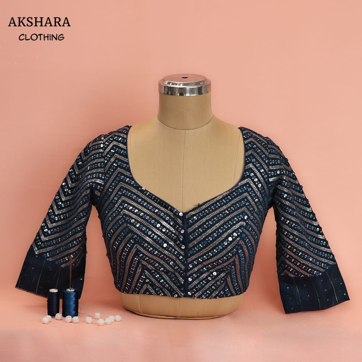 Midnight Sequin Chevron Blouse