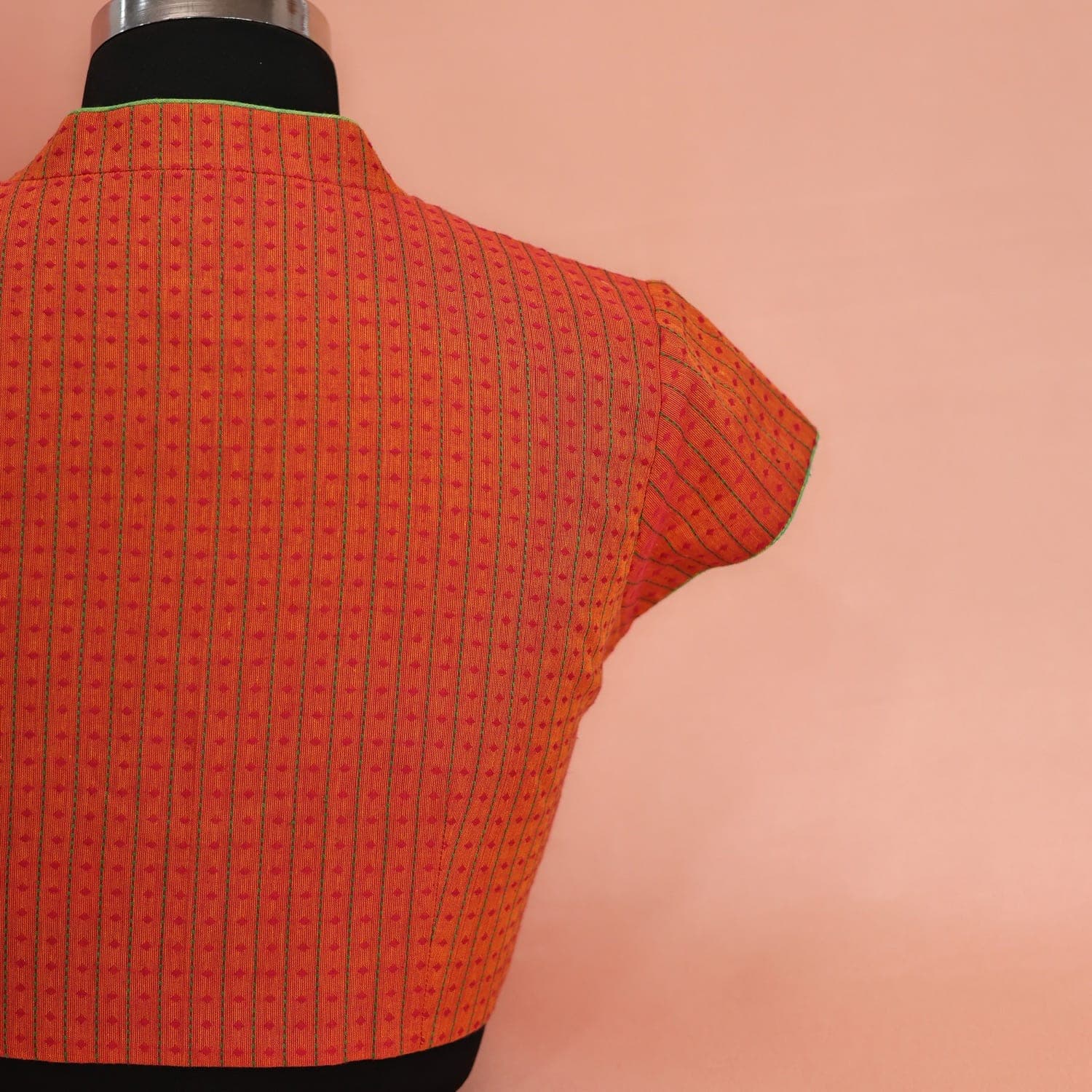Rust Handloom-Check Blouse