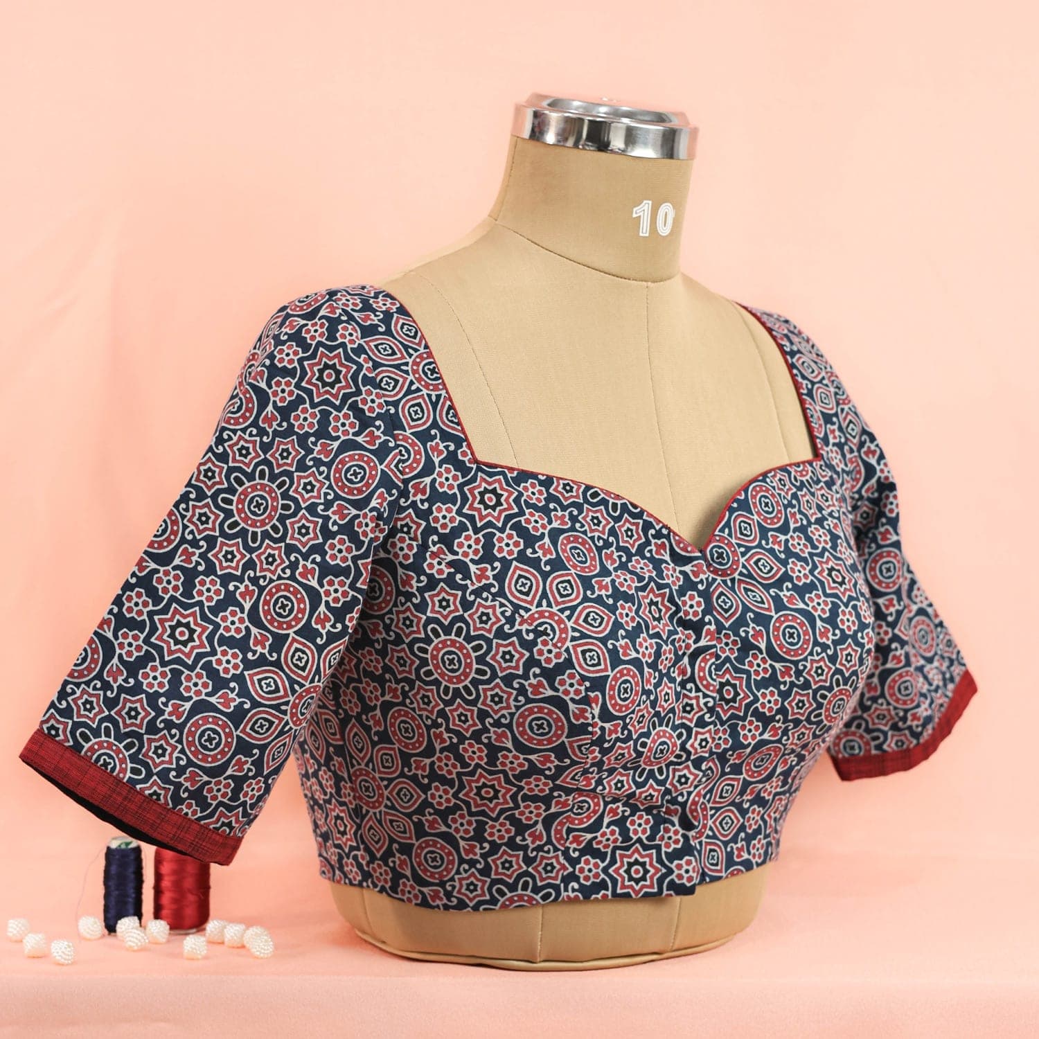 Slate Floral-Print Blouse