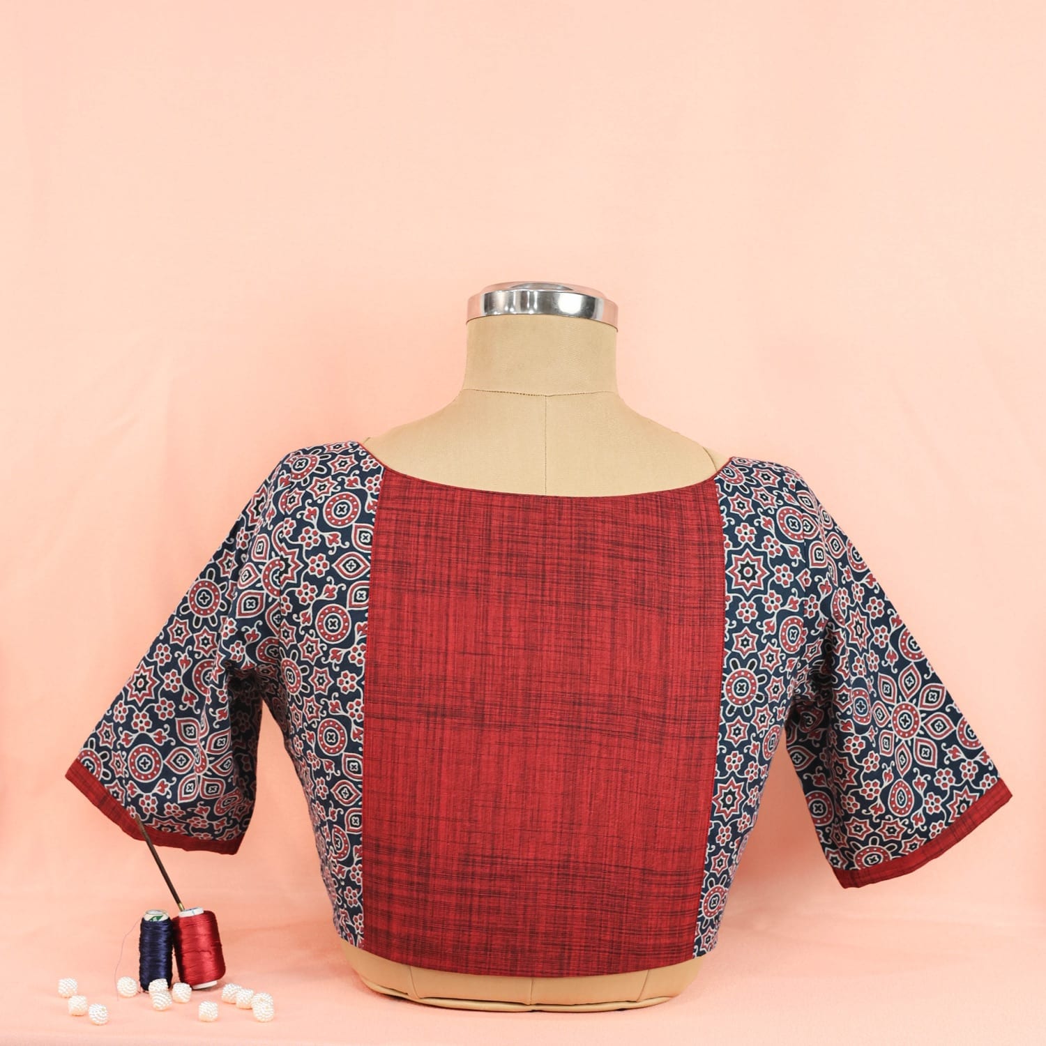 Slate Floral-Print Blouse
