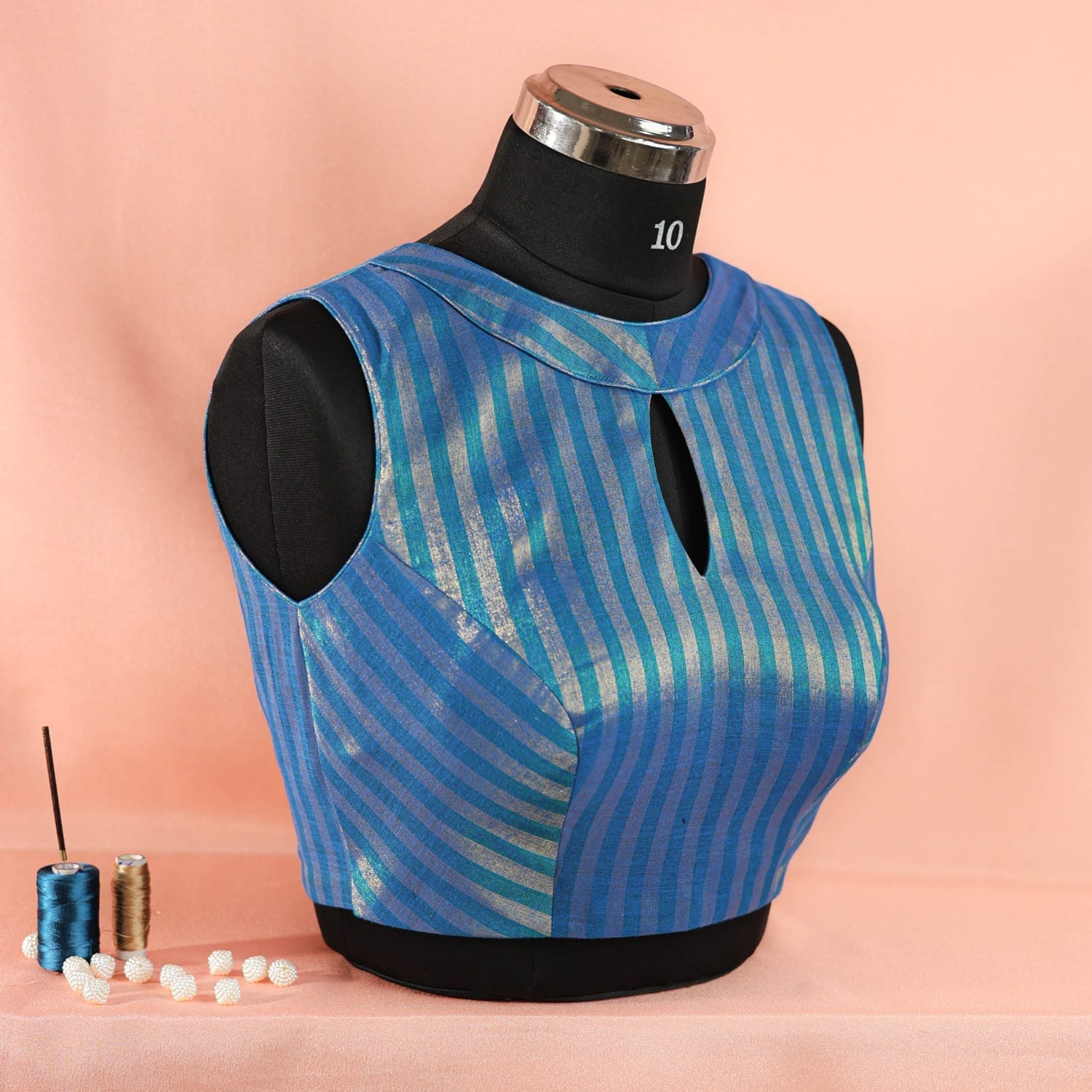 Steel-Blue Stripe Blouse