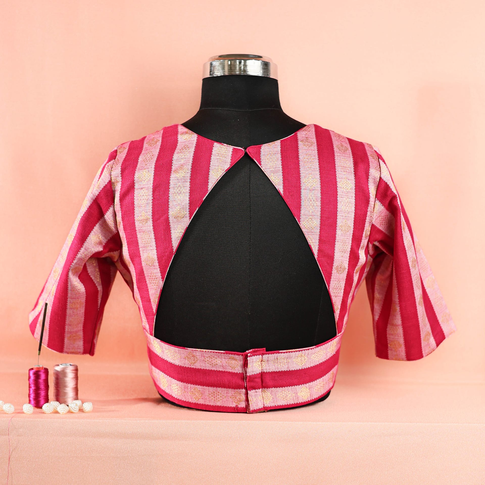Pink Rayon striped blouse